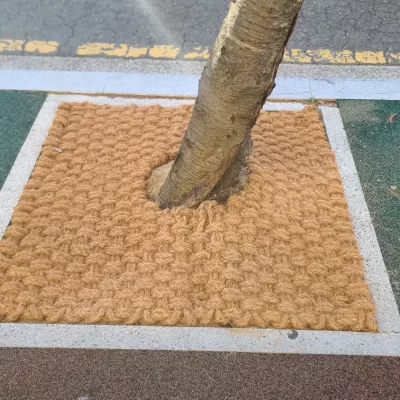 Coir mulch mat for tree protection