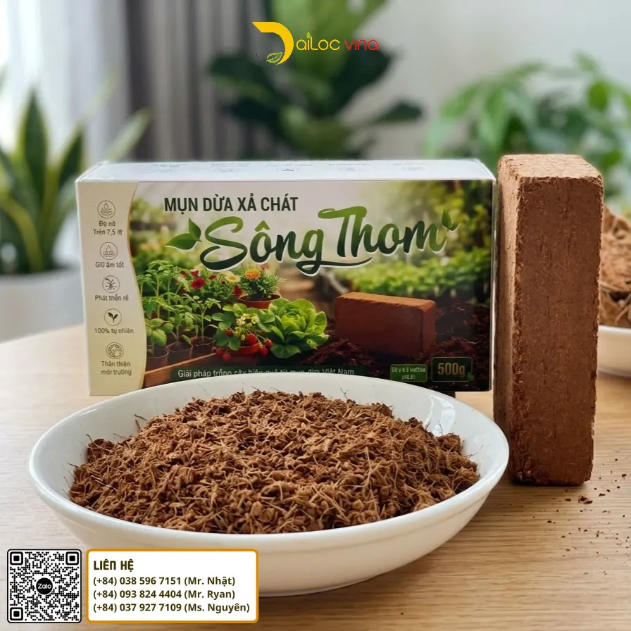 7 ưu điểm của viên nén mụn dừa xả chát Sông Thom 500g cho rau hoa và cây cảnh